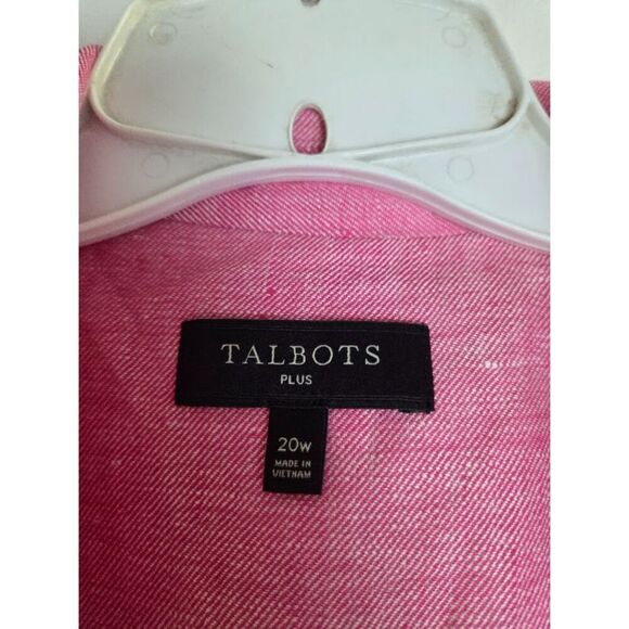Talbots Plus Women Pink Twill 100% Linen Single Button Lined Blazer size 20W - Picture 5 of 9